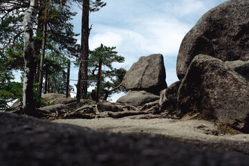Sokolik and Krzyżna Góra are two nearby peaks in the Sokole Mountains in the Rudawy Janowickie. Poland, lover silesia 