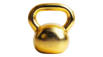 Unique golden kettlebell on a sleek transparent background for fitness enthusiasts