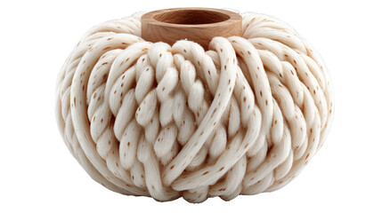 Textured Earthy Vase: A handcrafted, close-up shot showcases a unique, textured vase, the intricate rope-like design is paired with a natural wooden top, offering a stylish minimalist touch. 