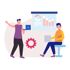 Boys are working on graphical assignment together