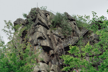 Sokolik and Krzyżna Góra are two nearby peaks in the Sokole Mountains in the Rudawy Janowickie. Poland, lover silesia 