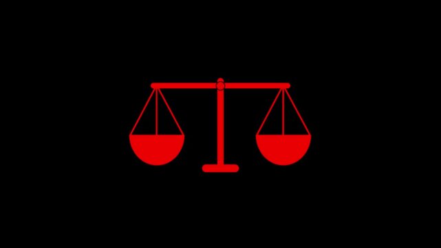 red color scale icon animation on black background .