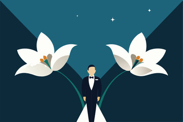 wedding invitation background with elegant white f (1).eps
