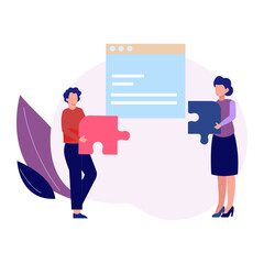 Girls solving puzzle