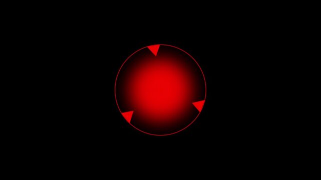 red color Circle and lite HUD technological futuristic elements on black background .