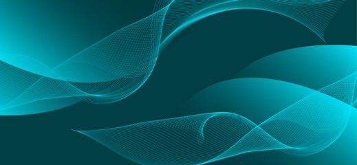 blue wave lines pattern background. Abstract line wave gradient poster background vector. Minimalist cover template with vibrant perspective line wave in motion, banner, flyer, music, ads