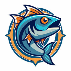 Obraz premium Bait Lure Fish Hook Fishing Angler logo design inspiration