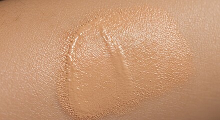Fototapeta premium Tan foundation swatch on human skin showing texture