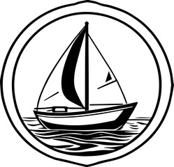 Sailing or fishing boat or ship on the sea
