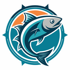 Obraz premium Bait Lure Fish Hook Fishing Angler logo design inspiration