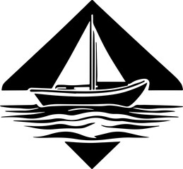 Sailing or fishing boat or ship on the sea
