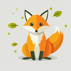 Obraz premium Adorable Fox Illustration Amidst Falling Leaves: A Whimsical Depiction of Autumnal Charm