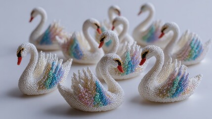 Beautiful Handcrafted Beaded Swan Figurines in Various Colors