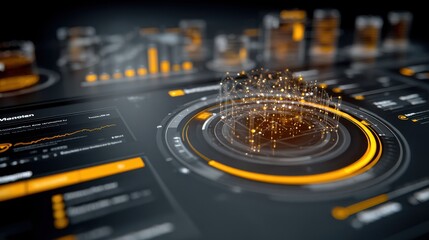 Digital Data Visualization with 3D Elements and Graphical Interface