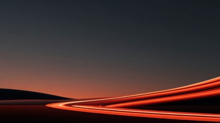 Nighttime Long Exposure of Illuminated Roadway Against Dark Sky