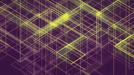 Abstract Geometric Lines Purple Yellow Grid Network Structure