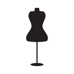 Mannequin women body silhouette vector illustration. Flat icon for tailor, dress maker or fashion designer logo