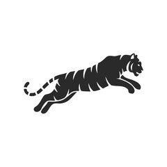 Obraz premium Silhouette of a jumping tiger on white background