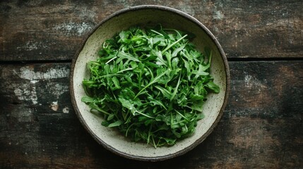 A Bowl of Fresh Green Arugula Leaves