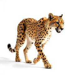 Cheetah walking on isolated background