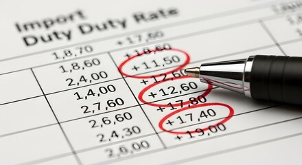 Obraz premium Analyzing Import Duty Rate Increases A Close Look at Marked-Up Tariffs and Their Financial Implications for Businesses and Consumers.