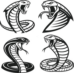 Fototapeta premium set of black and white snake