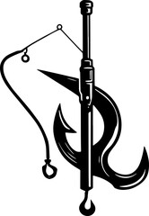 Fish in hook silhouette icon