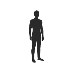 Obraz premium Silhouette of a standing adult male figure on white background
