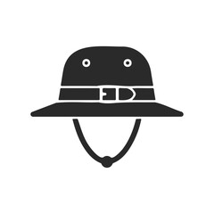 Fototapeta premium Black pith helmet icon with strap on white background