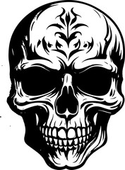 Decorative floral Skull art for dark fantasy tattoo concept