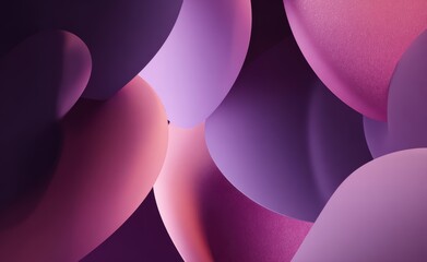 3D Abstract Pink and Purple Floating Shapes with Smooth Curves on Gradient Background