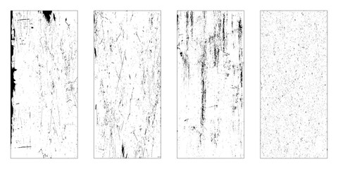 Set grunge black and white grunge texture template. Dark dirty dust overlay background. Vector illustration