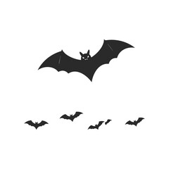 Fototapeta premium Silhouette of bats in flight against white background