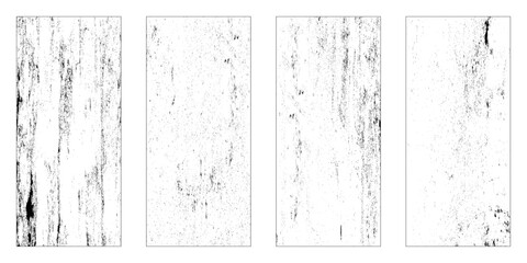Grunge texture effect set. Distressed overlay rough textured. Collection of four grunge texture. Vector illustration.