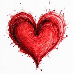 Artistic Red Paint Heart Floating in Water with Fluid Motion