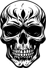 Decorative floral Skull art for dark fantasy tattoo concept