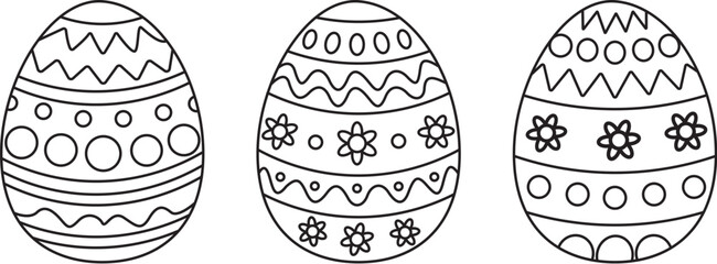 Easter Egg Line Art &ndash; Decorative Hand Drawn Holiday Illustrations