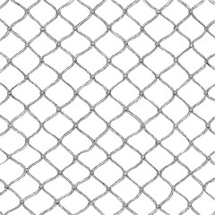 Naklejka premium Black and white sketch of chain link fence pattern. Vector illustration
