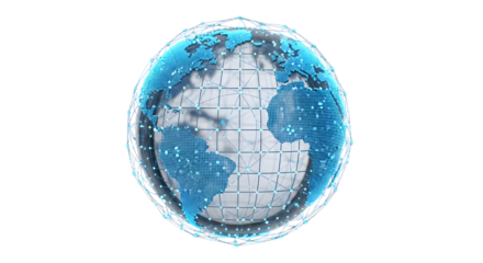 Global Network Digital World Tech Earth Globe Wireframe