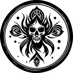 Decorative floral Skull art for dark fantasy tattoo concept