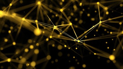 Glowing digital network connections on dark background symbolizing global data flow and innovation