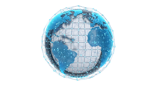 Global Network Digital World Tech Earth Globe Wireframe