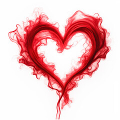 High-Contrast Red Smoke Heart with Delicate Flowing Patterns


