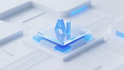 3D - Style AI Chip - Themed Element