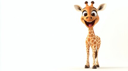 Obraz premium Cheerful cartoon giraffe illustration.