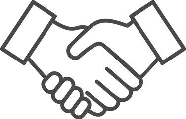 Outline of a black handshake representing agreement and partnership icon. Vector illustration