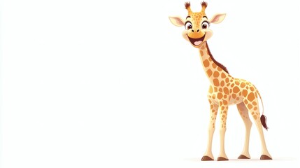 Obraz premium Cheerful cartoon giraffe illustration.