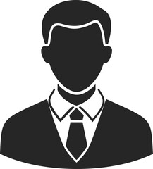 Silhouette of a male figure in a suit and tie, . Vector illustration