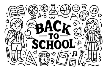 Back to School Illustration for Kids - Fun Educational Art Featuring Animated School Elements and Children