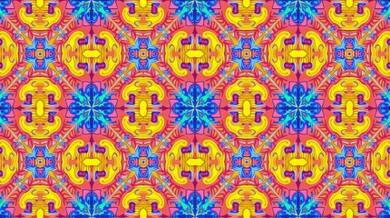 Vibrant floral mosaic pattern abstract blue